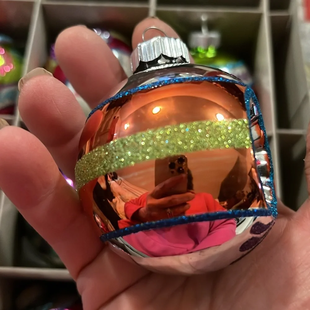 Christopher Radko Shiny Brite indent & ball large glass Christmas ornaments